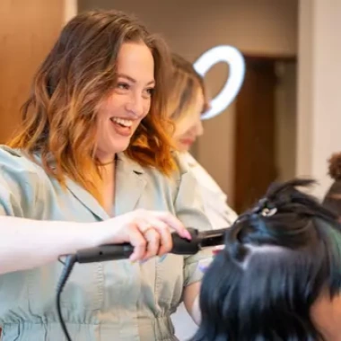 Curling iron style training at our Academy Salon